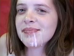 Perverted hirsute whores acquires a load of cum in her face hole 